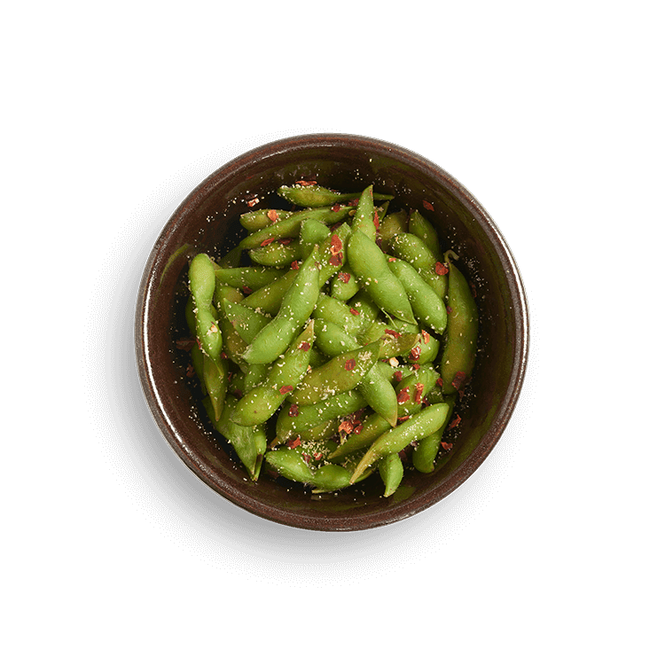 edamame with chilli garlic salt